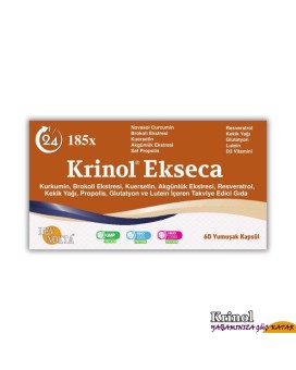 Krinol Ekseca - Novasol Curcumin, Brokoli, Kuersetin, Akgünlük, Propolis, Resveratrol, Kekik Yağı, Glutatyon, Lutein ve D3 Vitamini - 60 Kapsül - 1 Kutu