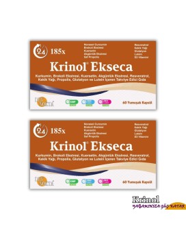 Krinol Ekseca - Novasol Curcumin, Brokoli, Kuersetin, Akgünlük, Propolis, Resveratrol, Kekik Yağı, Glutatyon, Lutein ve D3 Vitamini - 60 Kapsül - 2 Kutu