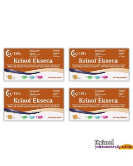 Krinol Ekseca - Novasol Curcumin, Brokoli, Kuersetin, Akgünlük, Propolis, Resveratrol, Kekik Yağı, Glutatyon, Lutein ve D3 Vitamini - 60 Kapsül - 4 Kutu