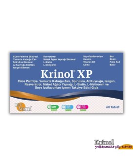 Krinol XP - Cüce Palmiye, Spirulina, At Kuyruğu, Isırgan, Resveratrol, L-Sistin, L-Metiyonin, Soya İzoflavonları, Keratin, Bor, Biotin,  Folik Asit - 60 Tablet - 1 Kutu