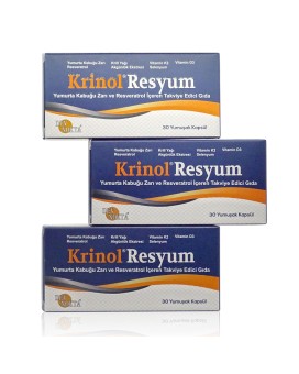 Krinol Resyum - Yumurta Kabuğu Zarı ve Resveratrol - 30 Kapsül - 3 Kutu