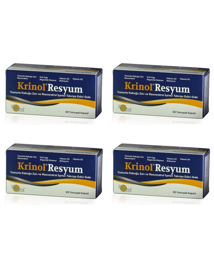 Krinol Resyum - Yumurta Kabuğu Zarı ve Resveratrol - 30 Kapsül - 4 Kutu